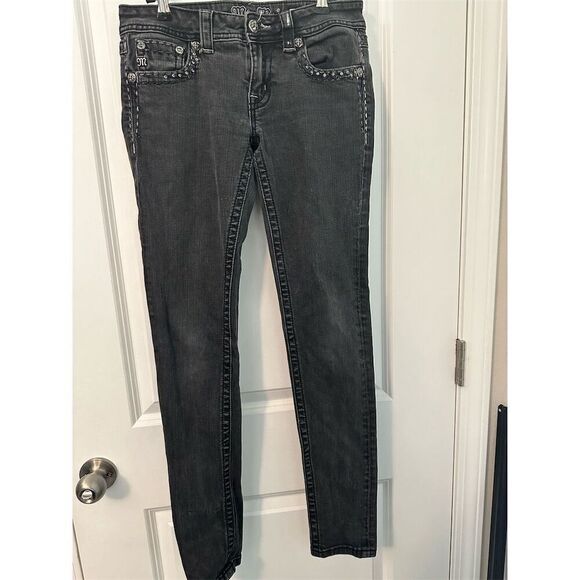 Miss Me Women's Black Sequin Pocket Skinny Jeans Size 27 - Picture 1 of 11